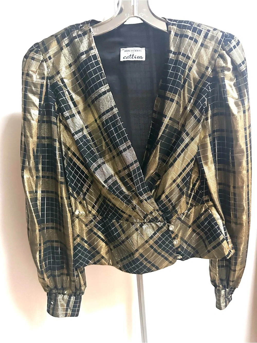 Vintage Metallic peplum Jacket in Black & Gold